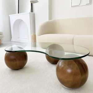 میزجلومبلی سه گوی صفحه شیشه دفرمه